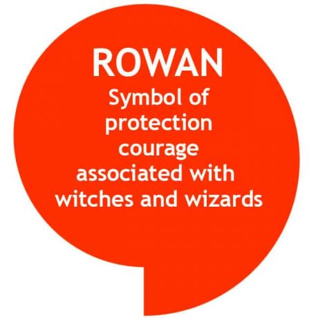 Speech bubble with list of Rowan symbolism