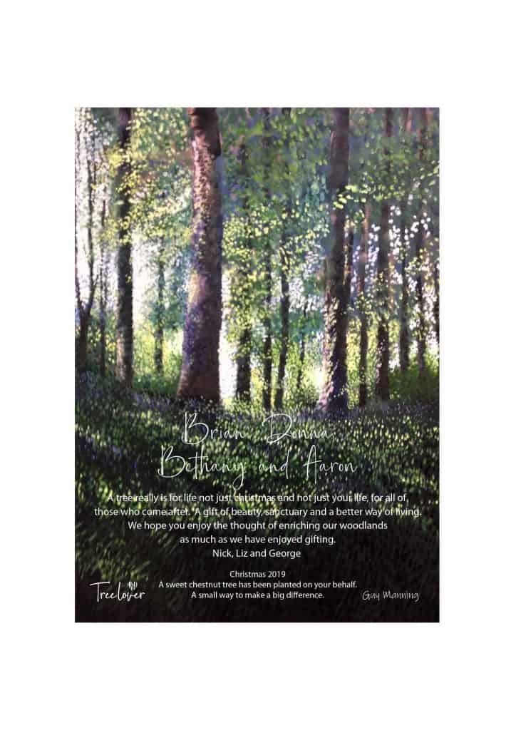 Art certificate for tree planting as a gift.